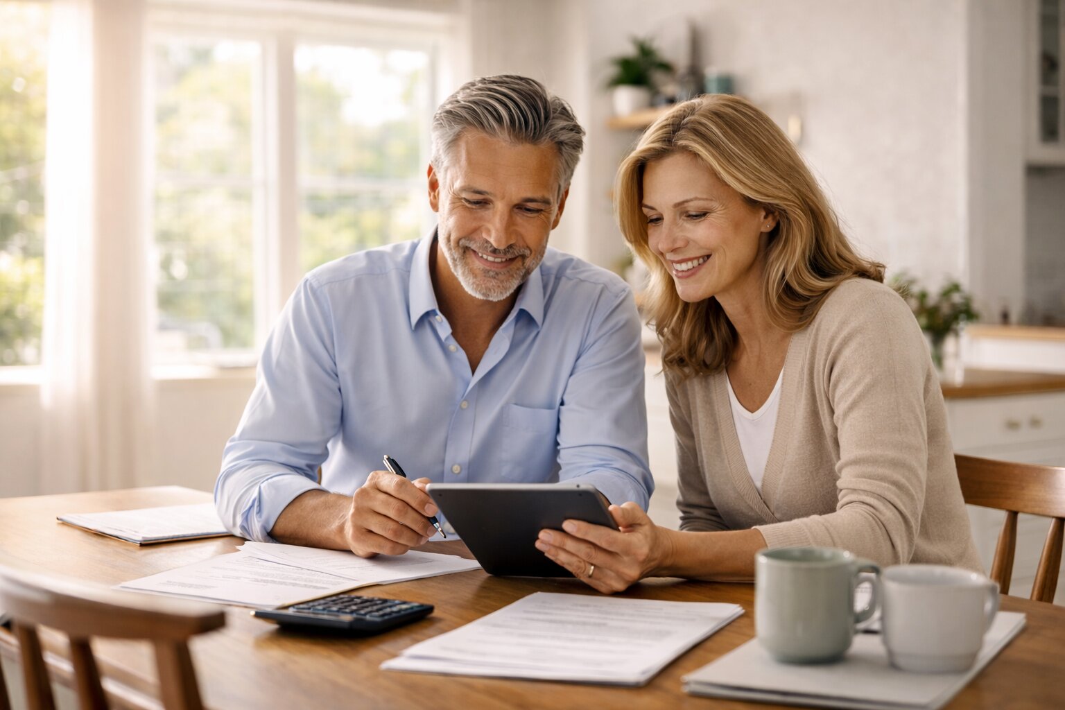 couple reviewing finances